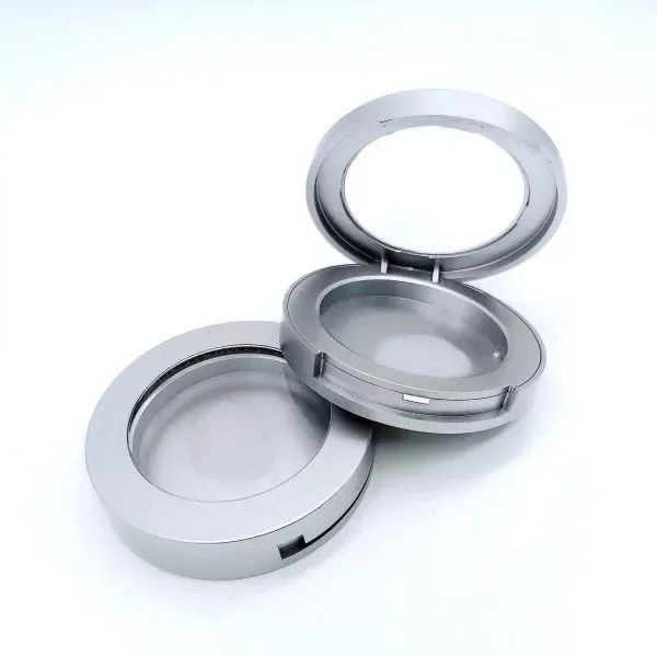 Round Silver Abs Eyeshadow Palette Blush Empty Case Fixing Case Foundation Cosmetic With