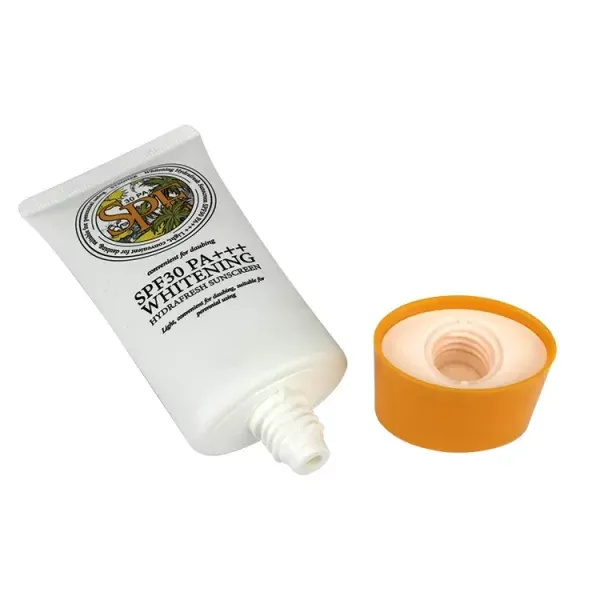 50g White Oval Cosmetic Tube with Yellow Cap