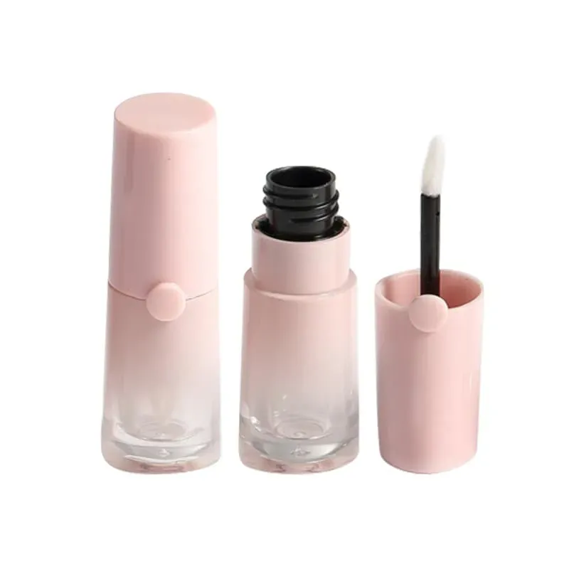 6ML Gradient Pink Plastic Lip Glaze Bottle Custom Logo Empty Lip Gloss Tube Transparent