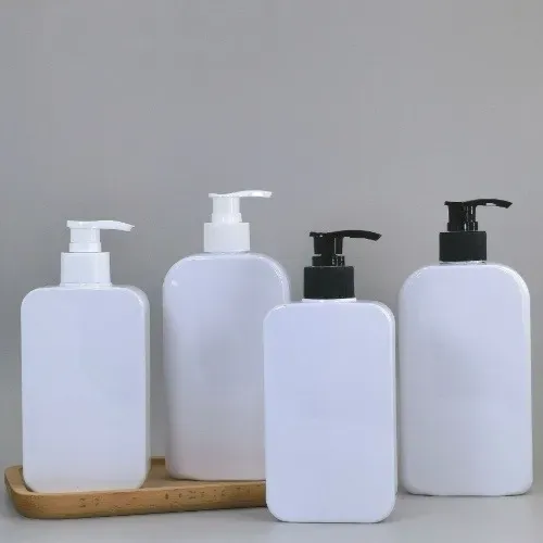 Flat Square Plastic Pump Bottle For Shampoo Body Wash Lotion Essence