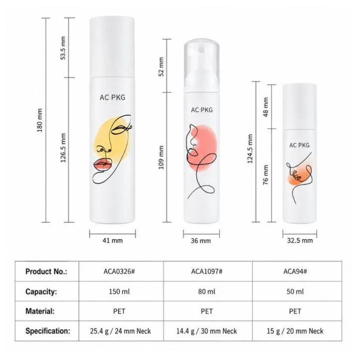 White 50ML 80ML 150ML Foaming Pump Bottles