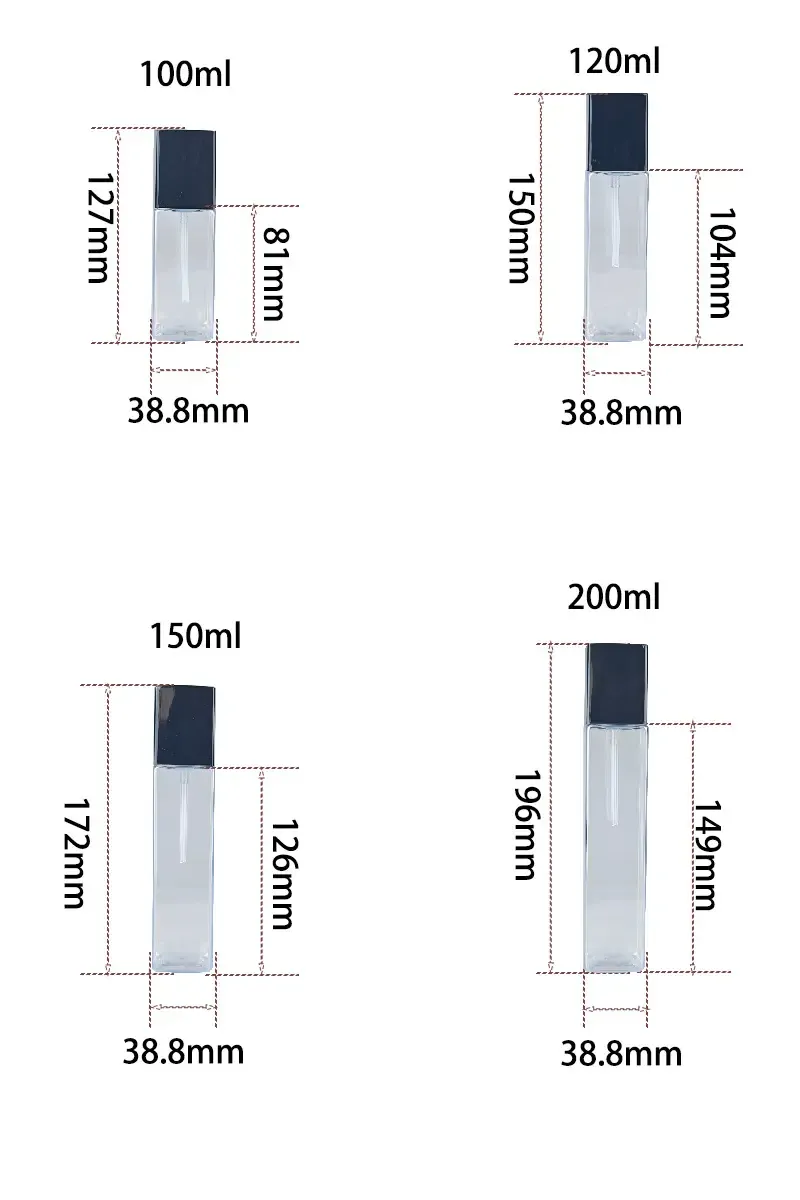 Skincare Packaging 100ML 120ML 150ML 200ML Square Shape Body Lotion PET Bottles