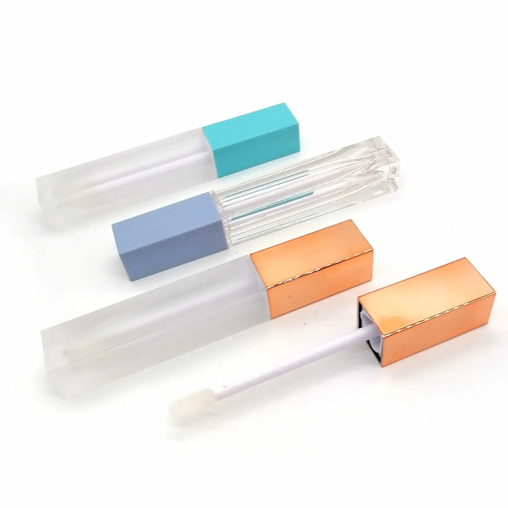 6 5ML Multicolor Plastic Square Matte Frosted Lip Gloss Empty Tube Right Angle