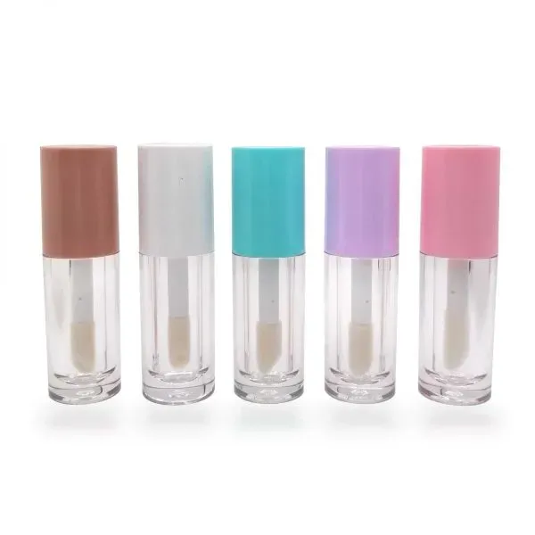 6ML Various Colors Round Plastic Lip Gloss Tubes Transparent Large Brush Head Cute Lip
