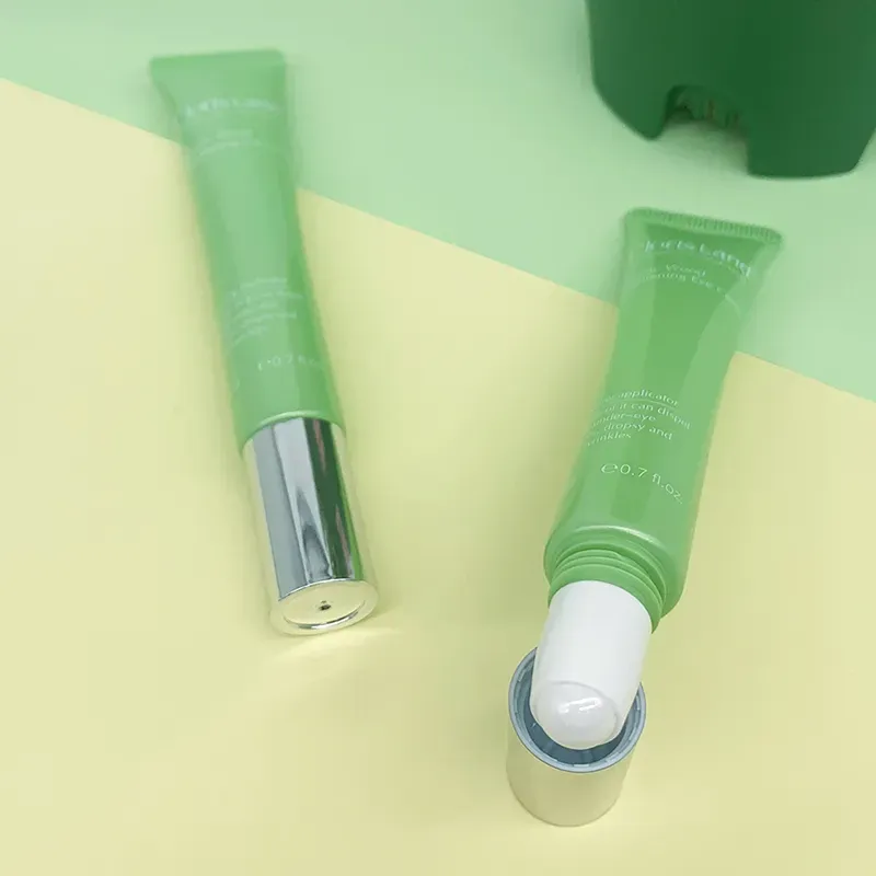 20ML Green Plastic Empty Squeeze Tube Eye Cream Packaging With Massage Ball Lip Balm