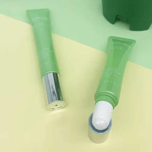 20ML Green Plastic Empty Squeeze Tube Eye Cream Packaging With Massage Ball Lip Balm