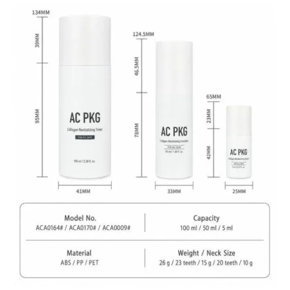 PET As PP Skincare Packaging Set Aca0164 Aca0170 Aca000 G