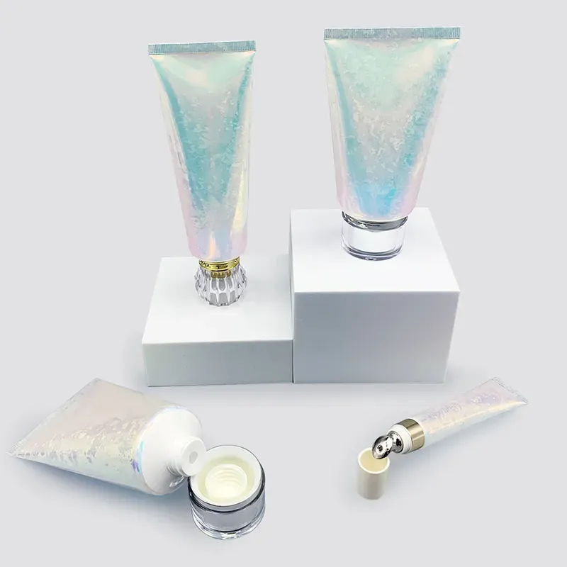 50ML 100ML 200ML Shiny Laser Plastic Cleanser Lotion Eye Cream Tube Cosmetic Squeeze