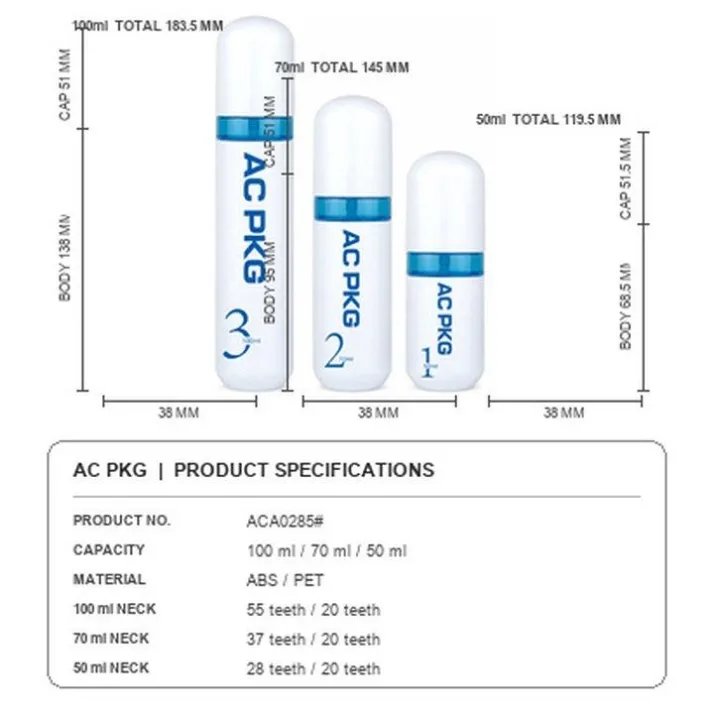 PET Abs Skincare Packaging Set Aca0285 Aci7100 100 ML
