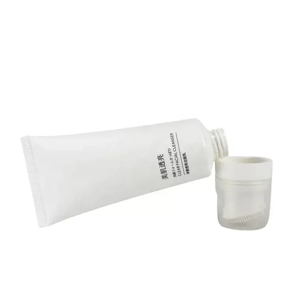 100ML White Face Wash Tube with Silicone Massage Brush