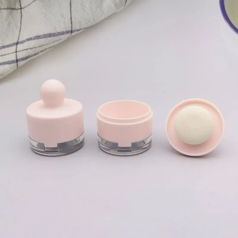Unique Pink Plastic Air Cushion Case Blush Eyeshadow Case Flip Lid With Mirror Powder