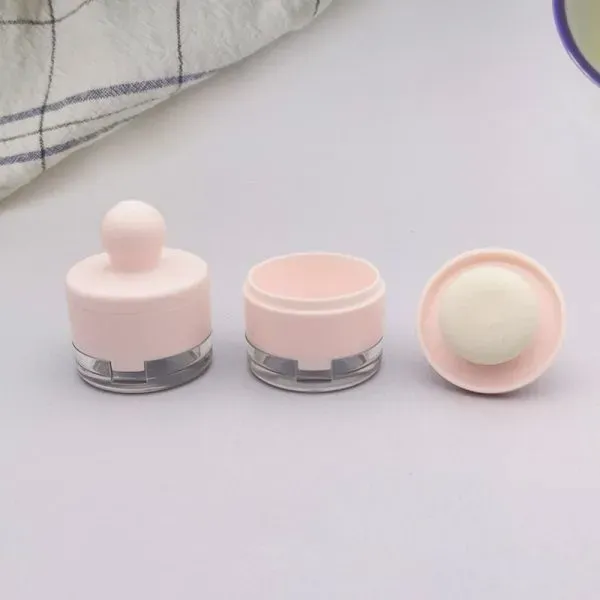 Unique Pink Plastic Air Cushion Case Blush Eyeshadow Case Flip Lid With Mirror Powder