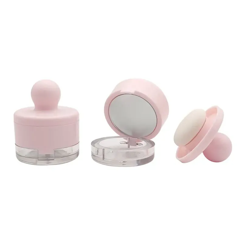 Unique Pink Plastic Air Cushion Case Blush Eyeshadow Case Flip Lid With Mirror Powder