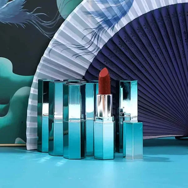 3 5G China Style Silver Cyan Plastic Gradient Eco Lipstick Container Lip Gloss Tube