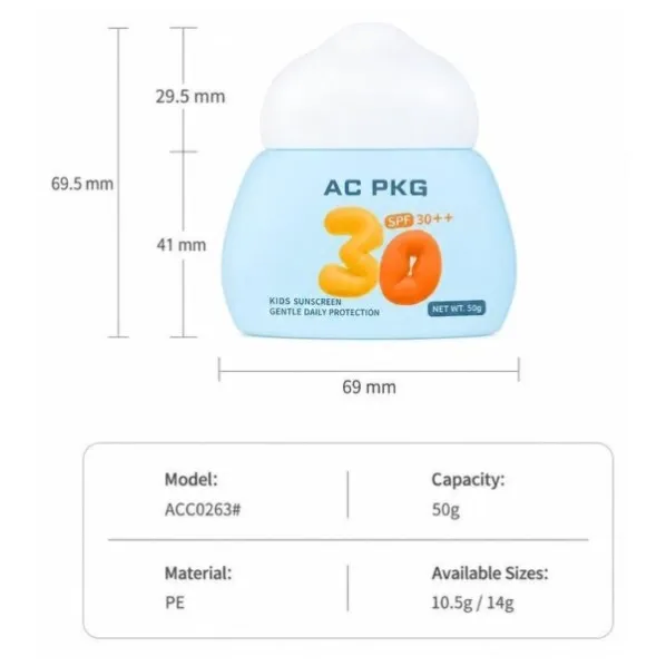 Blue 50G Kids Sunscreen Bottle Packaging