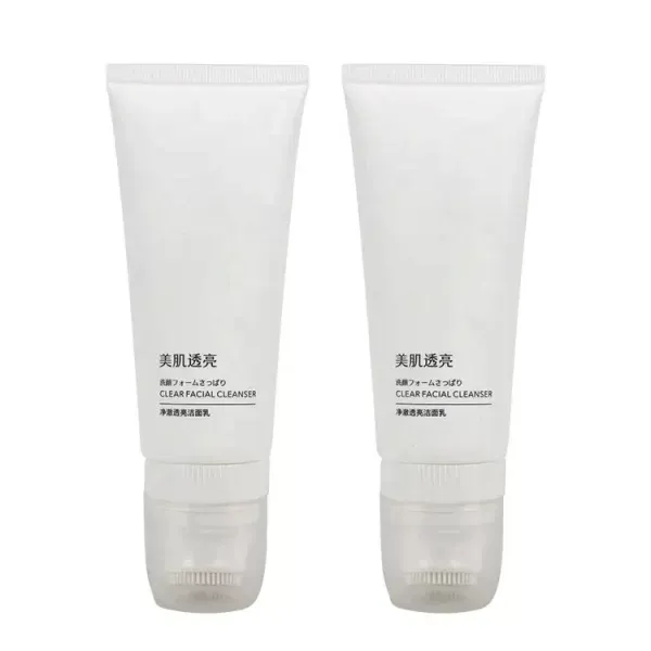 100ML White Face Wash Tube with Silicone Massage Brush