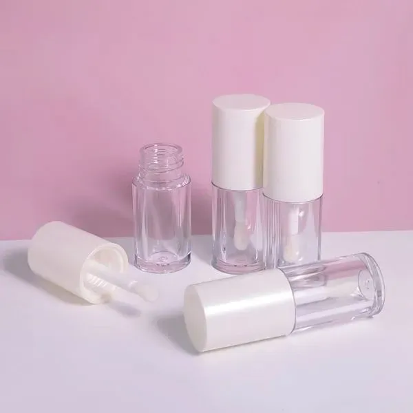 6ML Various Colors Round Plastic Lip Gloss Tubes Transparent Large Brush Head Cute Lip