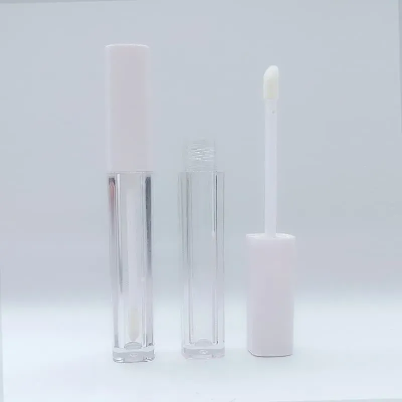 4ML White Cap Plastic Slim Lip Glaze Tube Cosmetic Lipstick Packaging Tube Round Lip