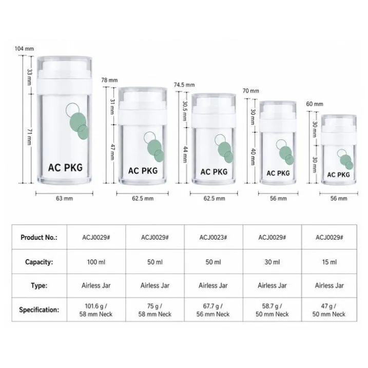 White 15ML 100ML Airless Pump Bottles For Skincare