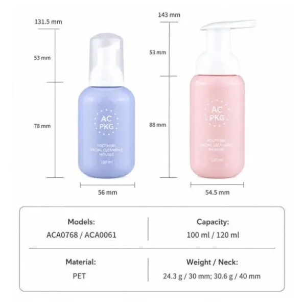 100ML & 150ML PET Foam Pump Bottles For Facial Cleanser & Body Wash