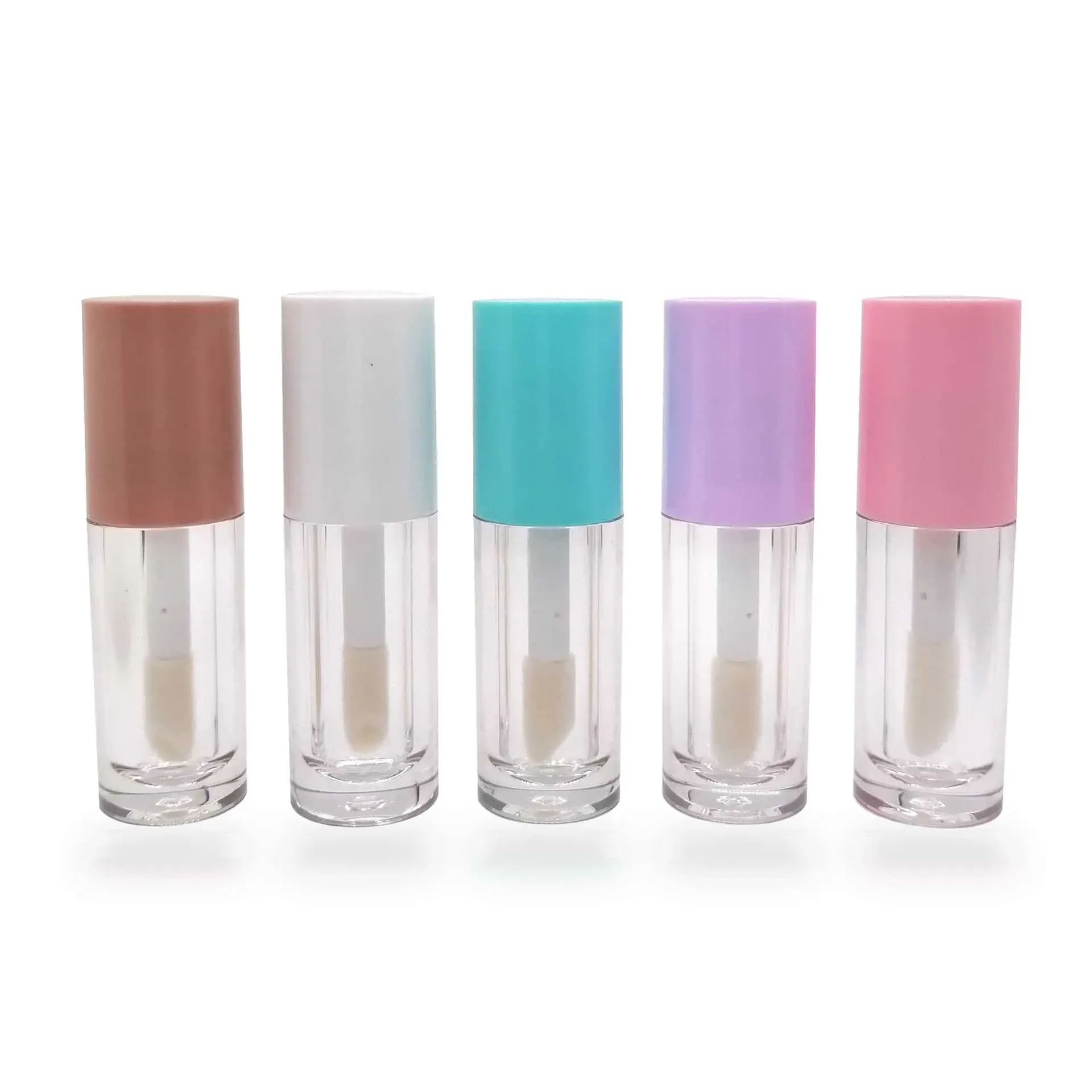 6ML Various Colors Round Plastic Lip Gloss Tubes Transparent Large Brush Head Cute Lip