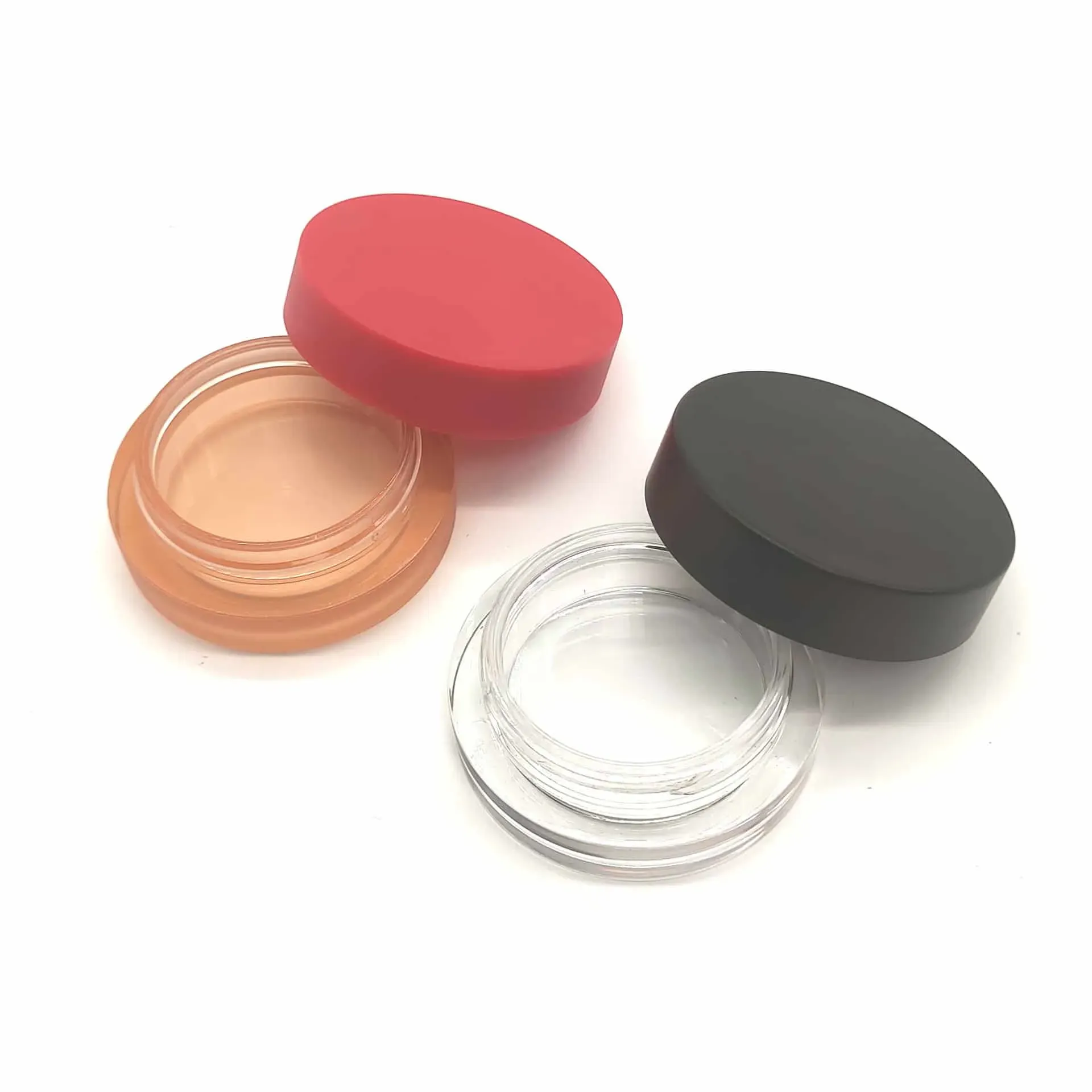 Logo Red Black Lid Plastic Cosmetic Case Round Lipstick Jar Highlighter Case Foundation