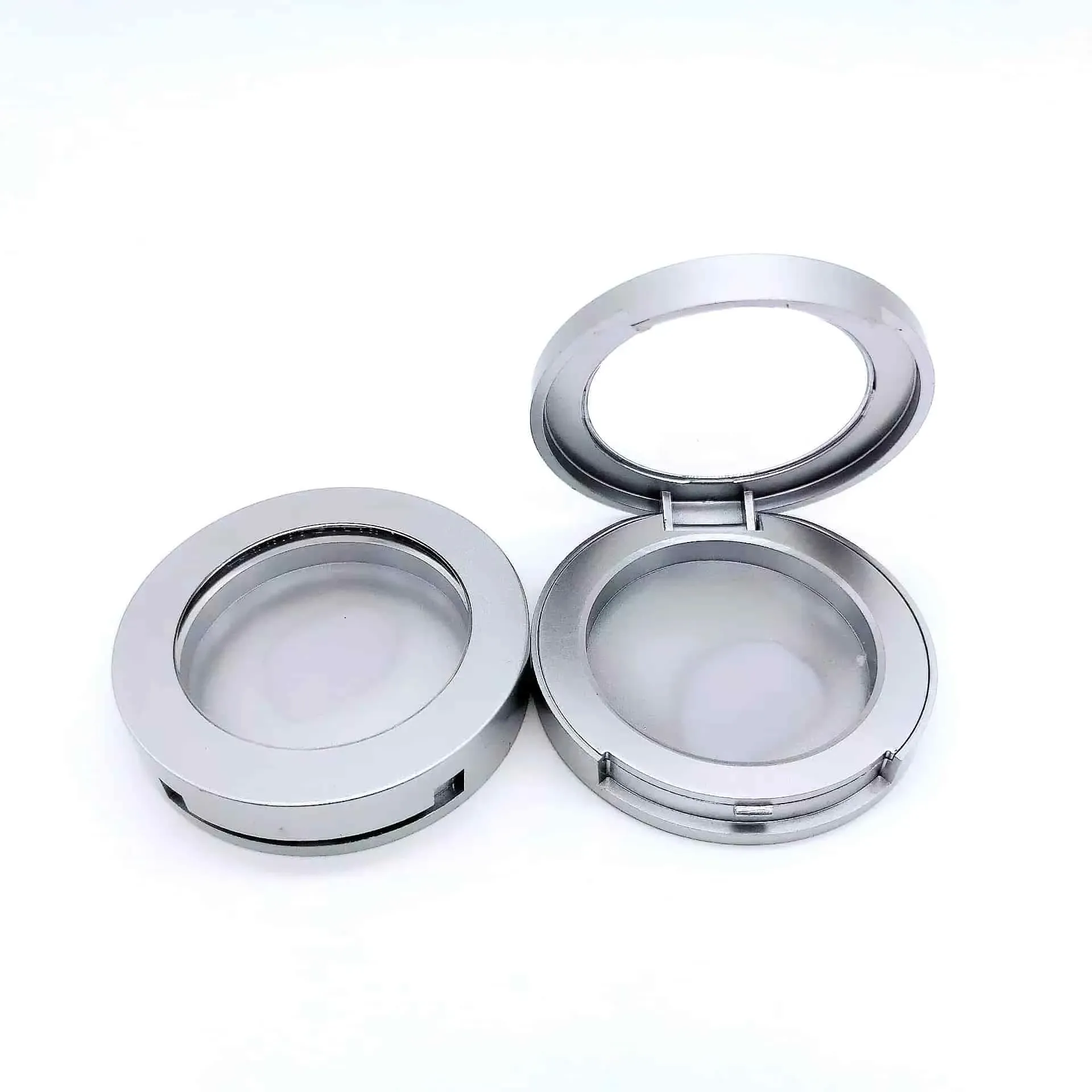 Round Silver Abs Eyeshadow Palette Blush Empty Case Fixing Case Foundation Cosmetic With