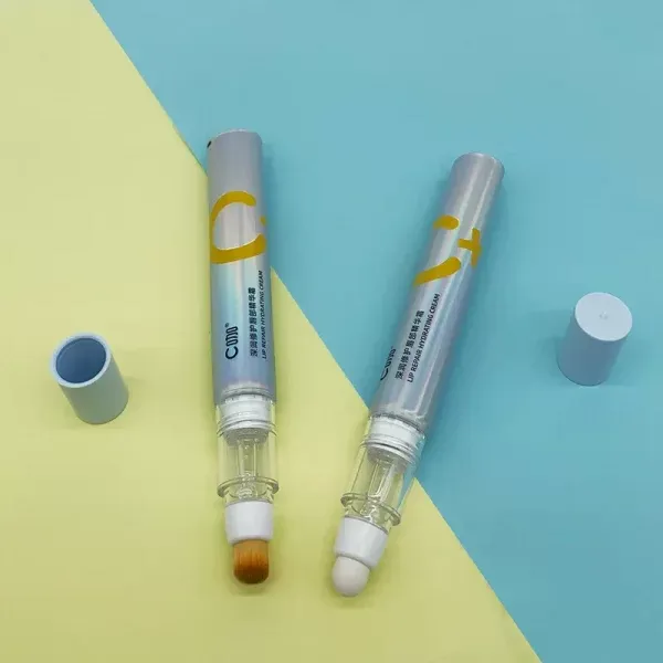 Logo 10ML 20ML Plastic Cosmetic Eye Cream Tube With Brush Lipstick Tube Essence