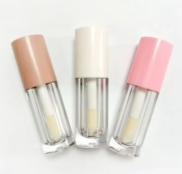 6ML Various Colors Round Plastic Lip Gloss Tubes Transparent Large Brush Head Cute Lip