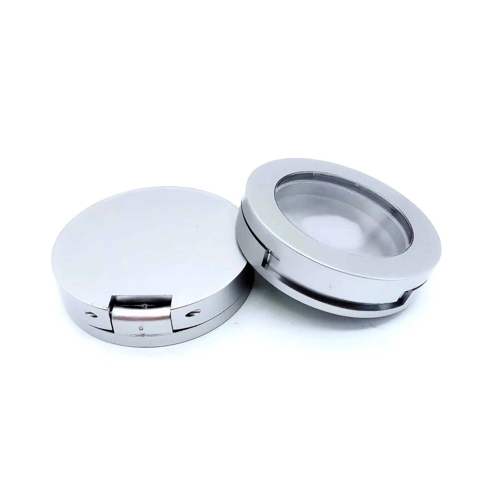 Round Silver Abs Eyeshadow Palette Blush Empty Case Fixing Case Foundation Cosmetic With