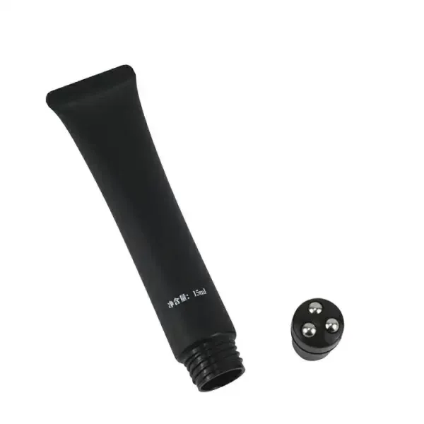 15ML Black Plastic Transparent Cap Multi Firming Eye Cream Tube With Triple Ball Roller