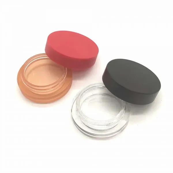 Logo Red Black Lid Plastic Cosmetic Case Round Lipstick Jar Highlighter Case Foundation