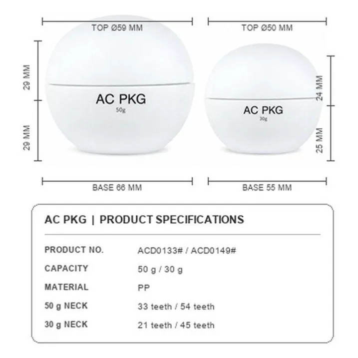 White 30G 50G Round Cream Jars For Skincare