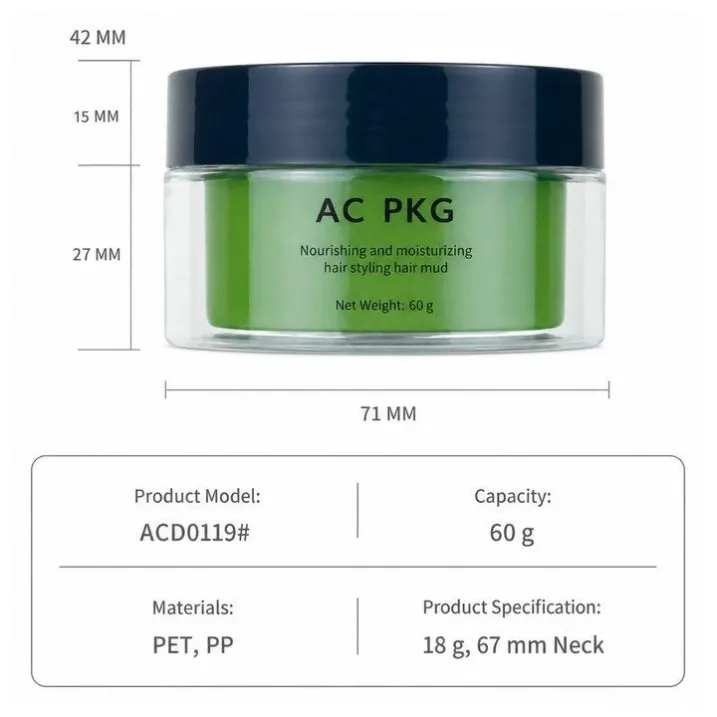 Green 60G Hair Mask Jar With Black Lid