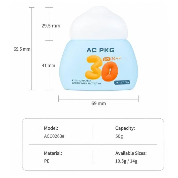 Blue 50G Kids Sunscreen Bottle Packaging
