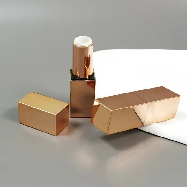 3 5G Gold Abs Unique Empty Lipstick Tube Container Square Lipstick Tube Magnetic