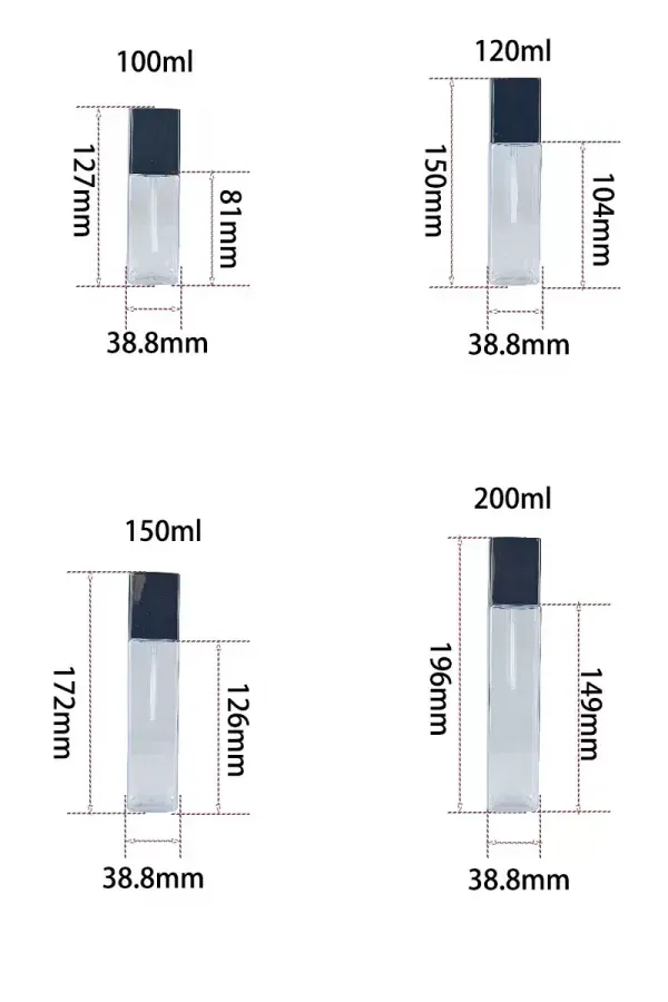 Skincare Packaging 100ML 120ML 150ML 200ML Square Shape Body Lotion PET Bottles
