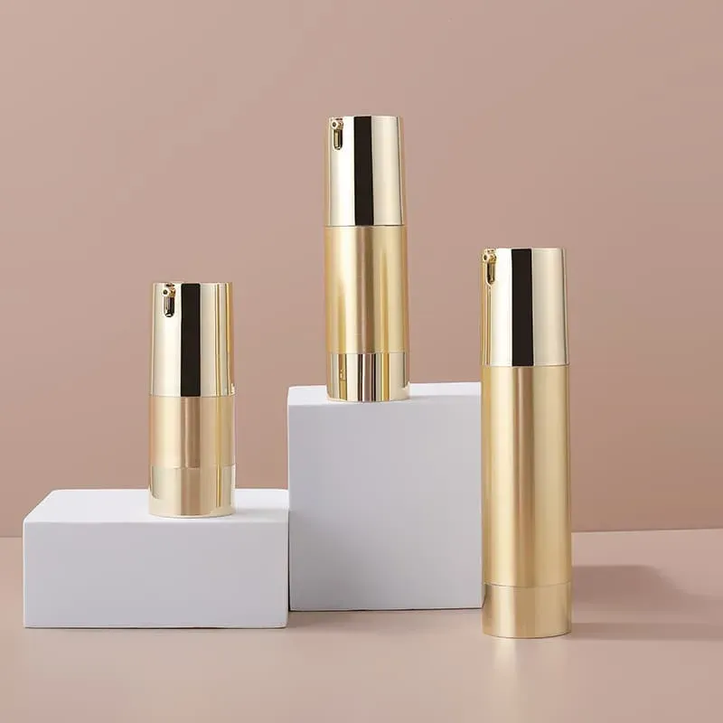 15ml30ml50ml Gold Silver Plastic Push Pump Serum Bottle Full Cover Plating U Shape