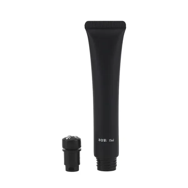 15ML Black Plastic Transparent Cap Multi Firming Eye Cream Tube With Triple Ball Roller