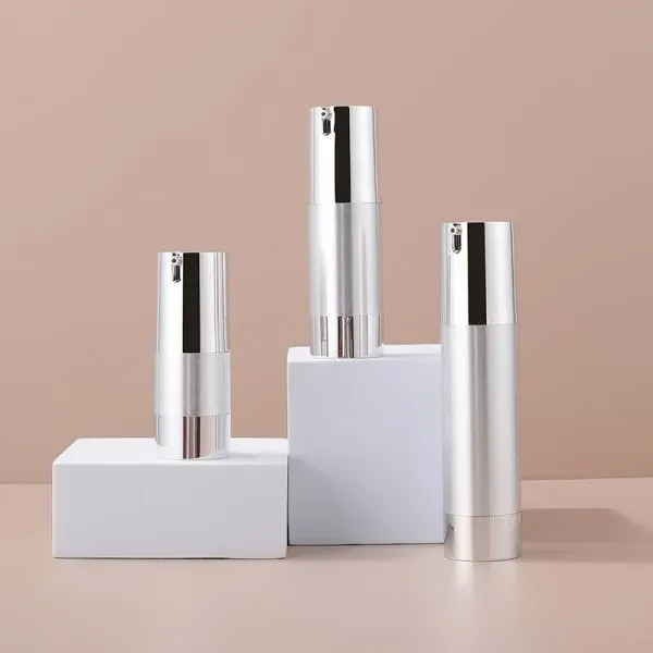 15ml30ml50ml Gold Silver Plastic Push Pump Serum Bottle Full Cover Plating U Shape