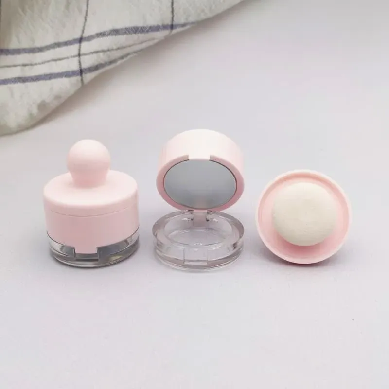 Unique Pink Plastic Air Cushion Case Blush Eyeshadow Case Flip Lid With Mirror Powder
