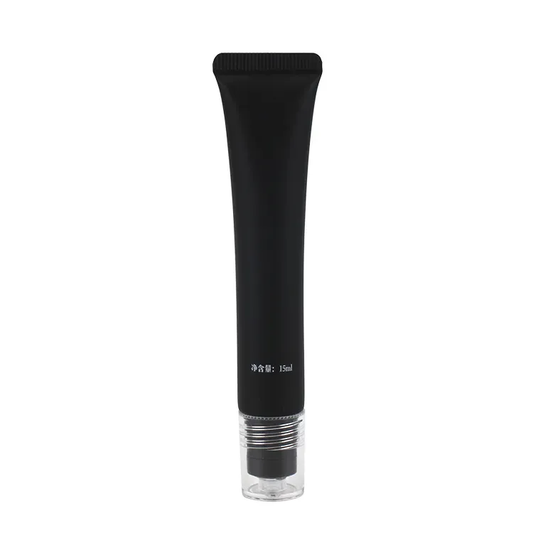 15ML Black Plastic Transparent Cap Multi Firming Eye Cream Tube With Triple Ball Roller