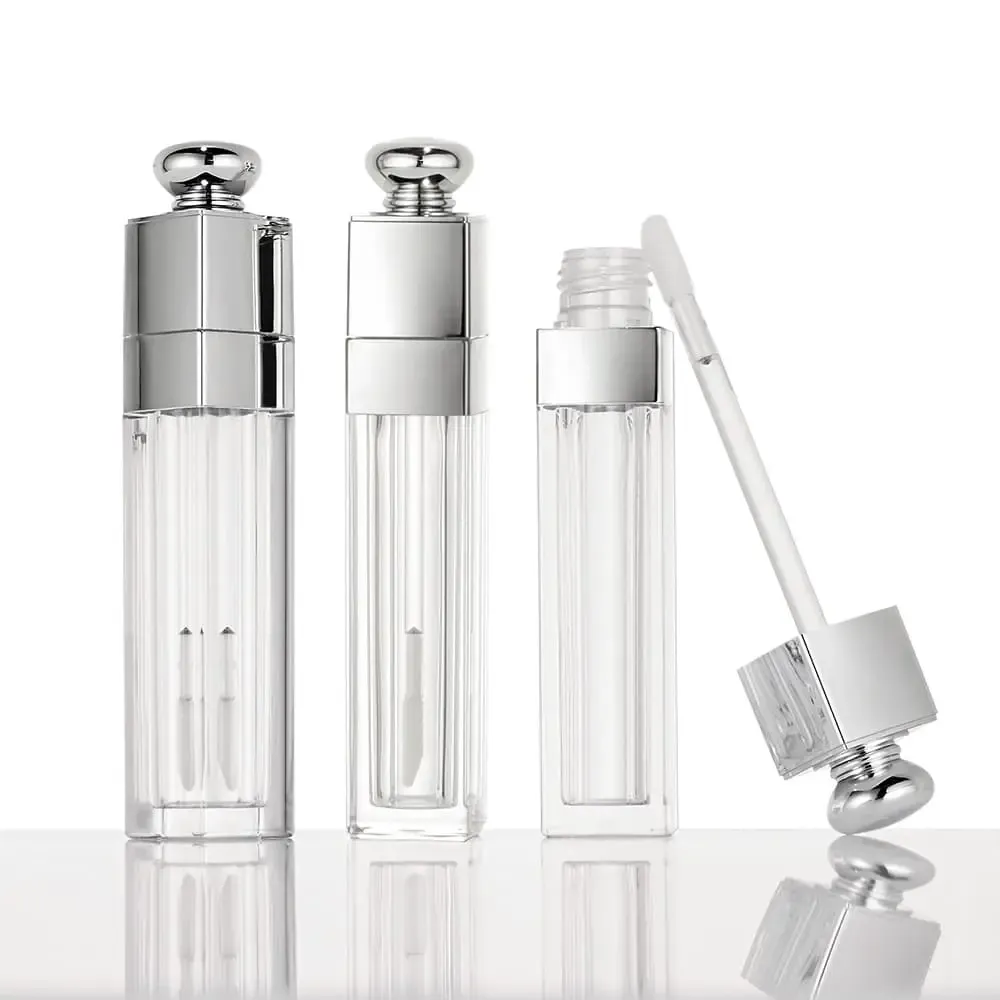 Makeup 3 5ML 8ML Transparent Lipstick Tubes Silver Luxury Lipgloss Tubes Square Lipgloss