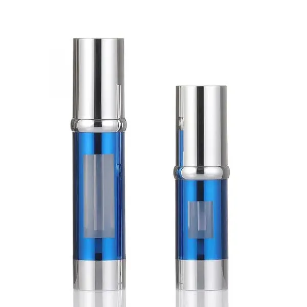 Logo 15ML 30ML 50ML Blue Electroplated Plastic Cosmetic Dispensing Bottle Vacuum Bottle