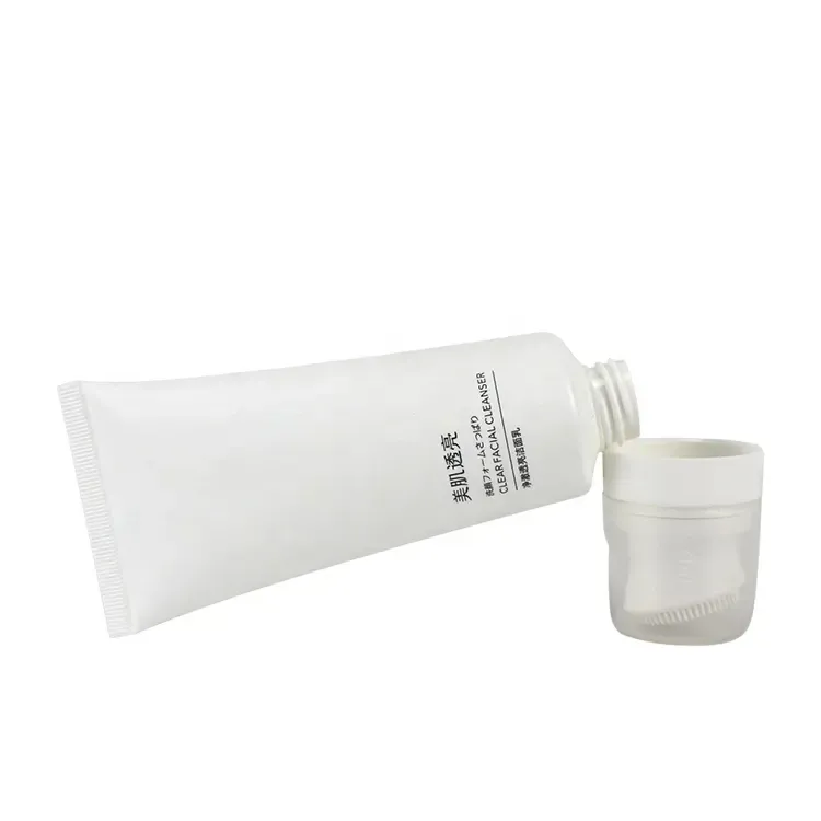 100ML White Face Wash Tube with Silicone Massage Brush