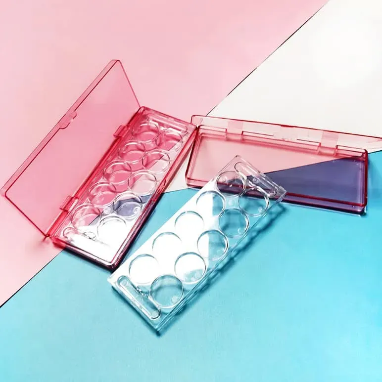 Simple 10 Gang Red Transparent Plastic Eyeshadow Palette Eyeshadow Box Blush Cosmetic