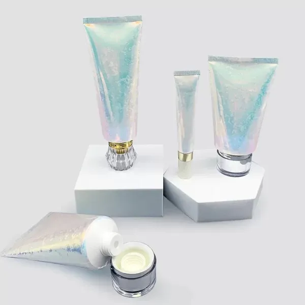 50ML 100ML 200ML Shiny Laser Plastic Cleanser Lotion Eye Cream Tube Cosmetic Squeeze
