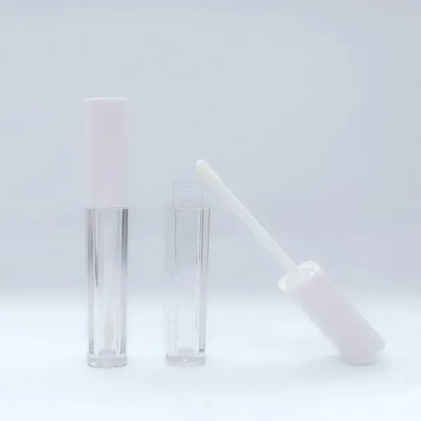 4ML White Cap Plastic Slim Lip Glaze Tube Cosmetic Lipstick Packaging Tube Round Lip