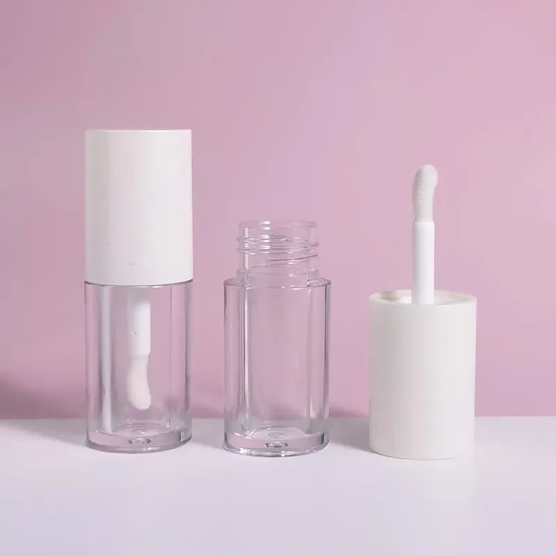 4ML Pearl White Abs Empty Lip Gloss Tubes Wholesale Round Lip Gloss Tubes Spoon Brush