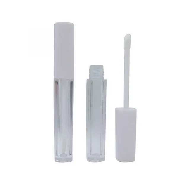 4ML White Cap Plastic Slim Lip Glaze Tube Cosmetic Lipstick Packaging Tube Round Lip